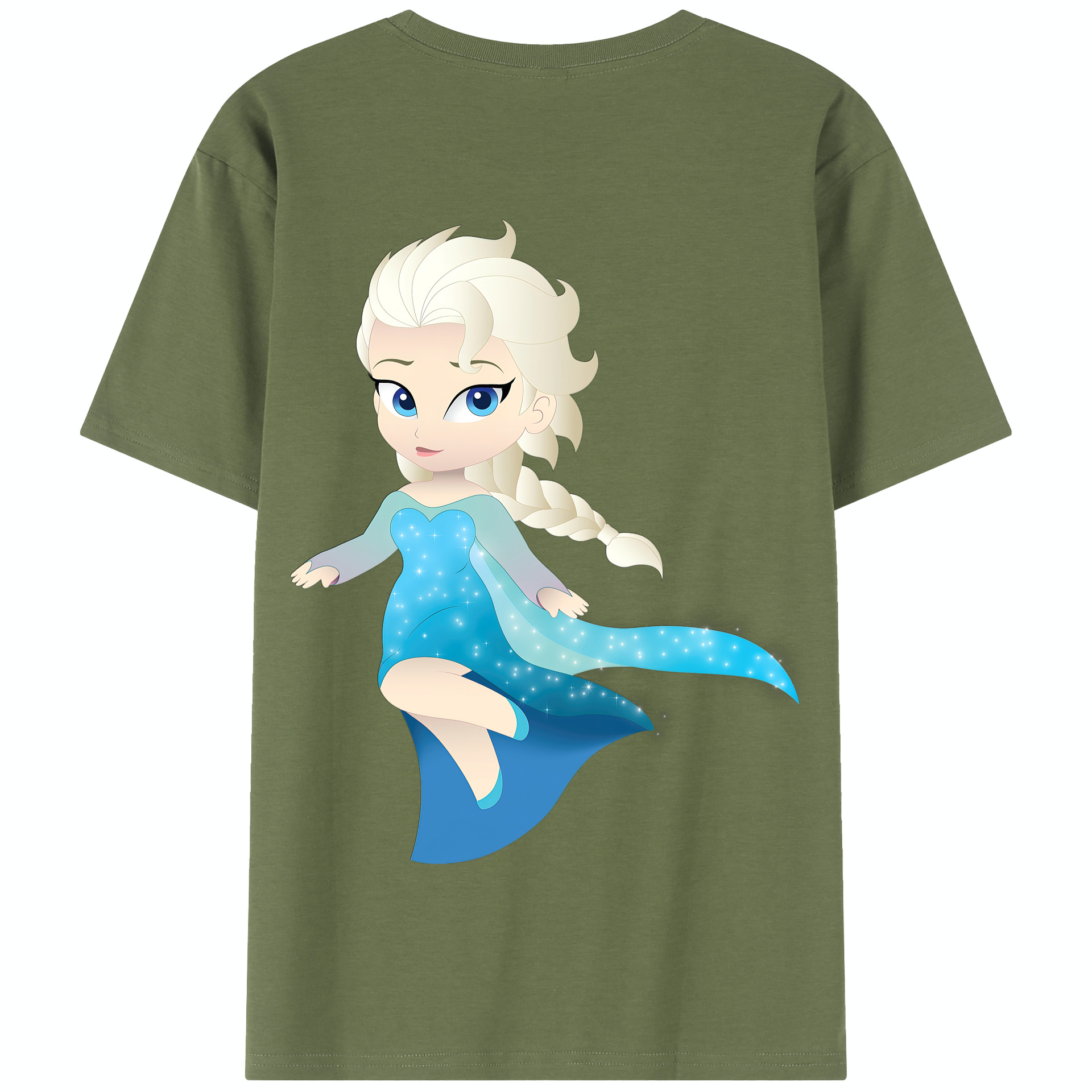 （画像用） アナと雪の女王 アンナ エルサ Frozen Anna Elsa 綿100％半袖Tシャツ（背面プリント）